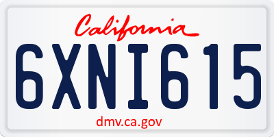 CA license plate 6XNI615