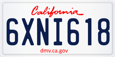 CA license plate 6XNI618