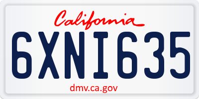 CA license plate 6XNI635