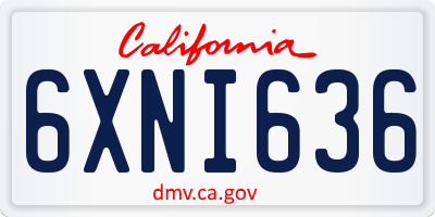CA license plate 6XNI636