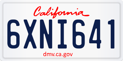 CA license plate 6XNI641