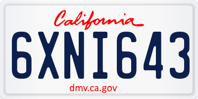 CA license plate 6XNI643
