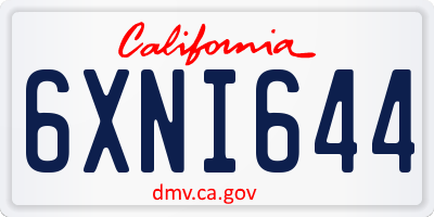 CA license plate 6XNI644