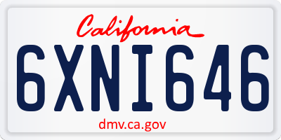 CA license plate 6XNI646
