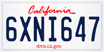 CA license plate 6XNI647