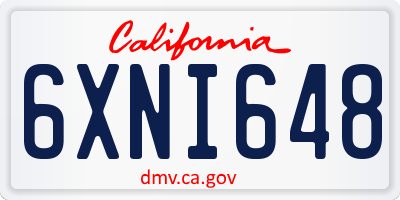CA license plate 6XNI648
