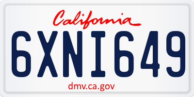 CA license plate 6XNI649