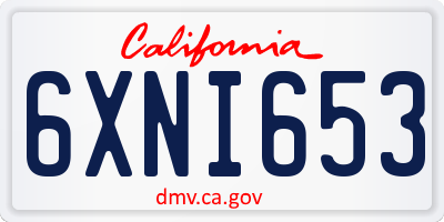 CA license plate 6XNI653