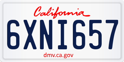 CA license plate 6XNI657