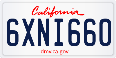 CA license plate 6XNI660