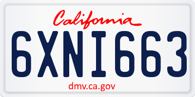 CA license plate 6XNI663