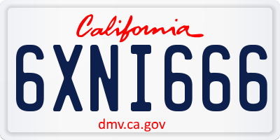 CA license plate 6XNI666