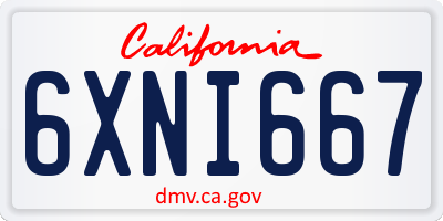CA license plate 6XNI667