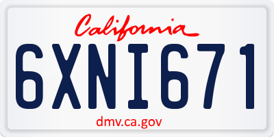 CA license plate 6XNI671