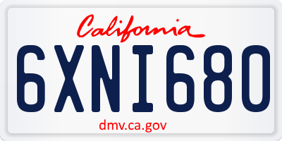 CA license plate 6XNI680