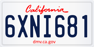 CA license plate 6XNI681