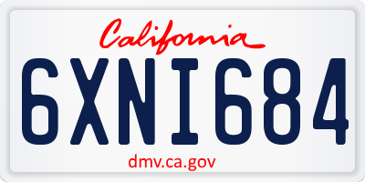 CA license plate 6XNI684