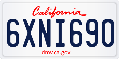 CA license plate 6XNI690
