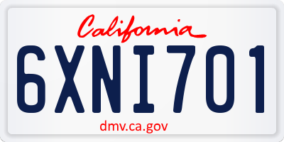 CA license plate 6XNI701