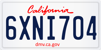 CA license plate 6XNI704