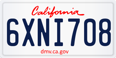 CA license plate 6XNI708