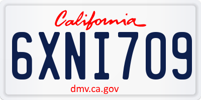 CA license plate 6XNI709