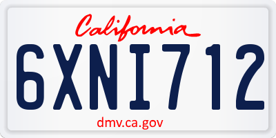 CA license plate 6XNI712