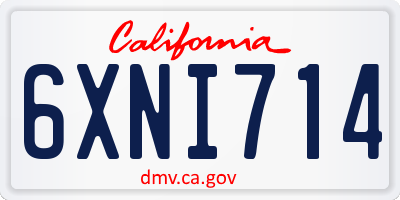 CA license plate 6XNI714