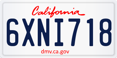 CA license plate 6XNI718