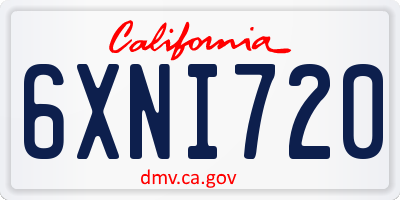 CA license plate 6XNI720