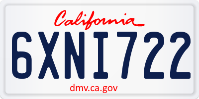CA license plate 6XNI722
