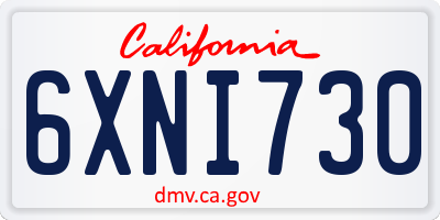 CA license plate 6XNI730