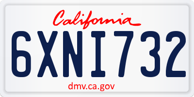 CA license plate 6XNI732