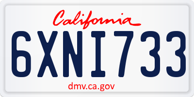 CA license plate 6XNI733