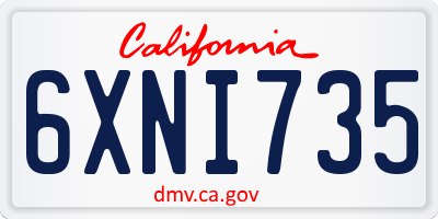 CA license plate 6XNI735