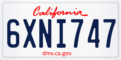 CA license plate 6XNI747