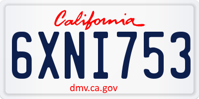 CA license plate 6XNI753