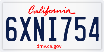 CA license plate 6XNI754