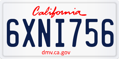 CA license plate 6XNI756