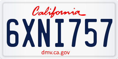 CA license plate 6XNI757