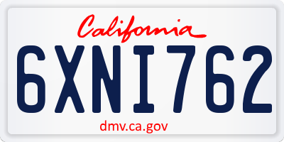 CA license plate 6XNI762