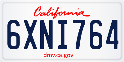 CA license plate 6XNI764