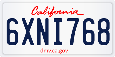 CA license plate 6XNI768