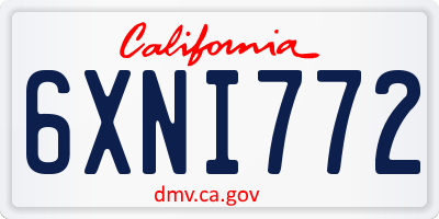 CA license plate 6XNI772