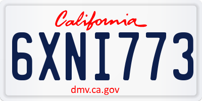 CA license plate 6XNI773