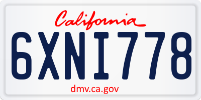 CA license plate 6XNI778