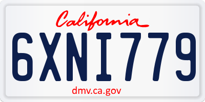 CA license plate 6XNI779