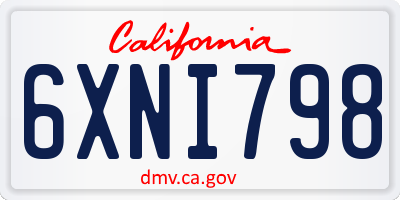 CA license plate 6XNI798