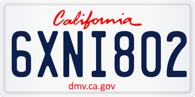 CA license plate 6XNI802