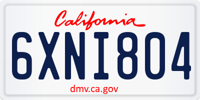 CA license plate 6XNI804